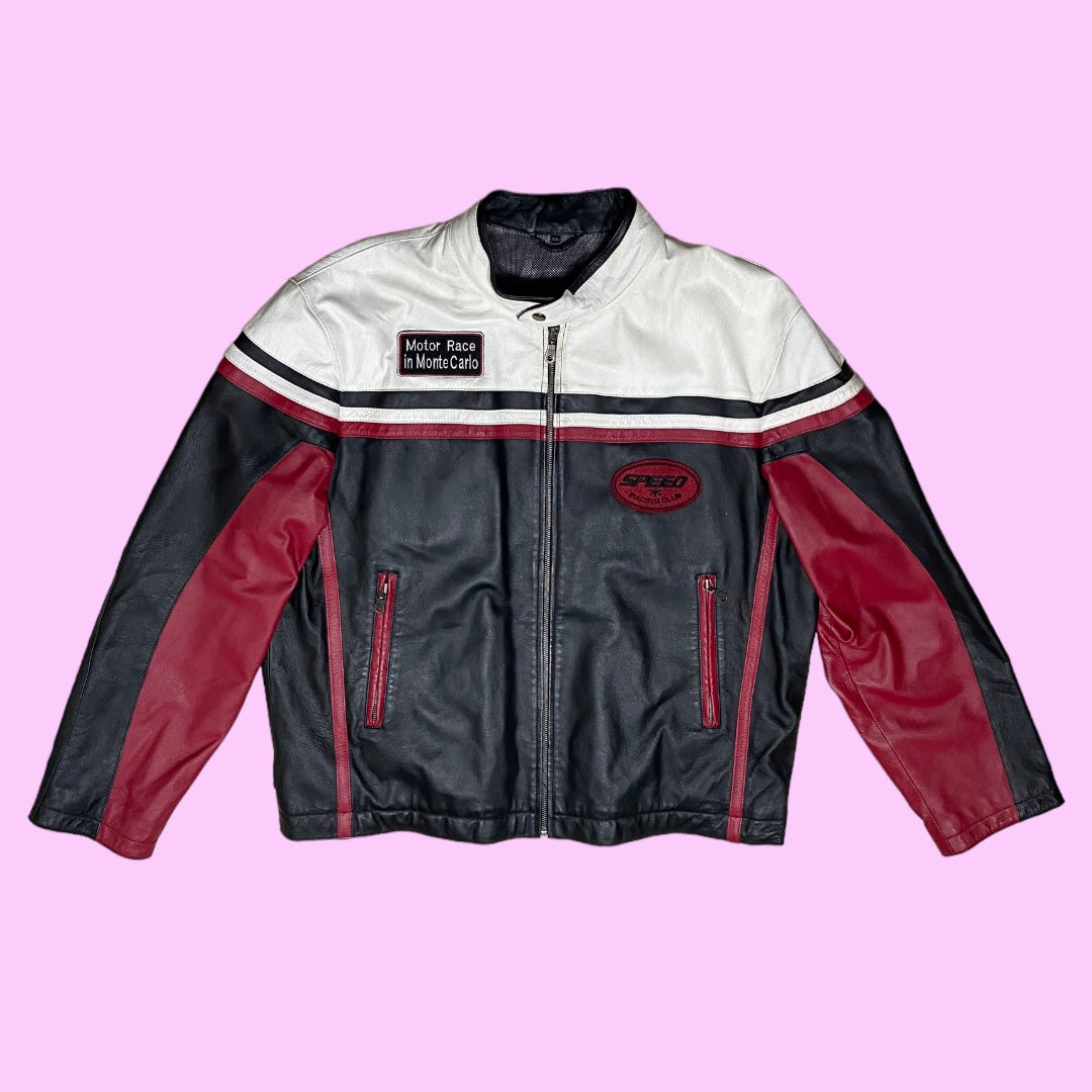 Vintage Monte Carlo motor race leather jacket - 2XL