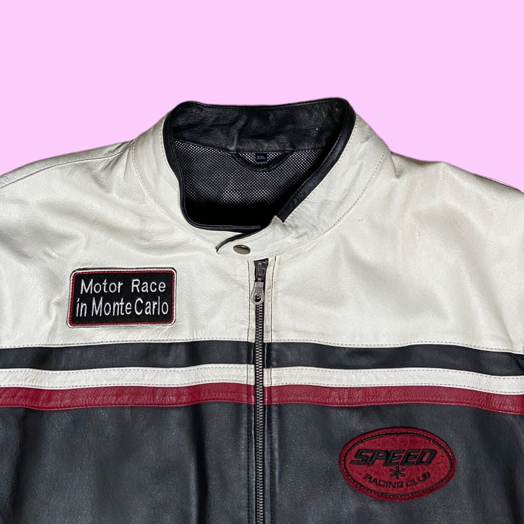 Vintage Monte Carlo motor race leather jacket - 2XL