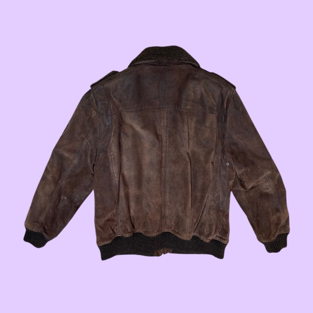 Vintage leather Mustang bomber jacket - XL