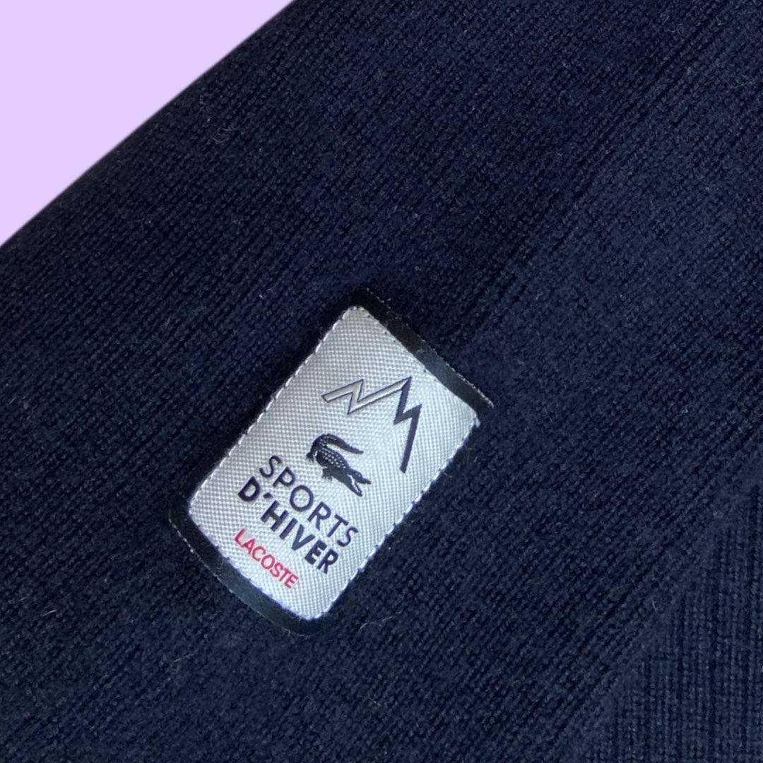 Vintage Lacoste Sports d'Hiver navy wool jumper - M