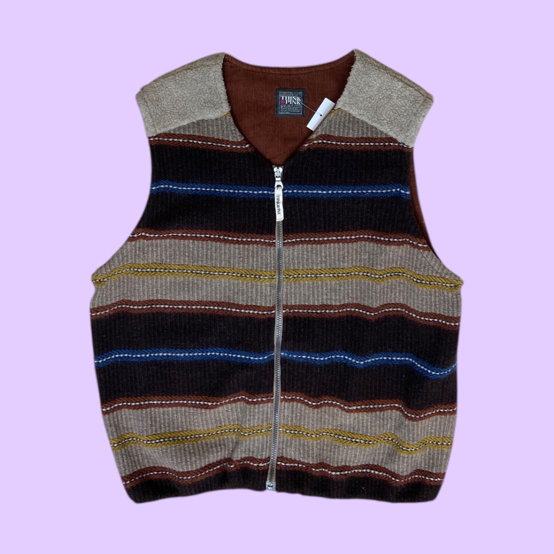 Vintage Think Pink wool vest - L