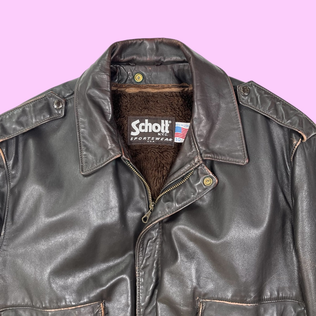Vintage Schott A2 leather flight jacket - 2XL