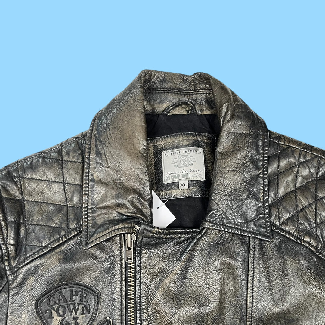 Vintage Camp David leather biker jacket - XL