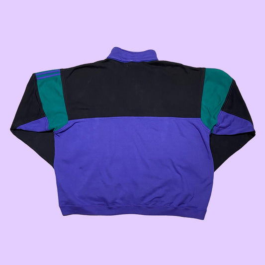 Vintage 80s adidas urban sports q-zip sweater - XL