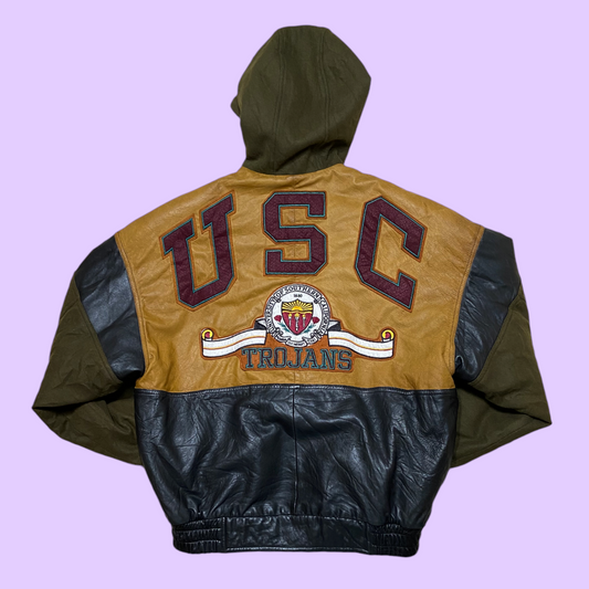 Vintage 80's USC Trojans leather varsity jacket - M