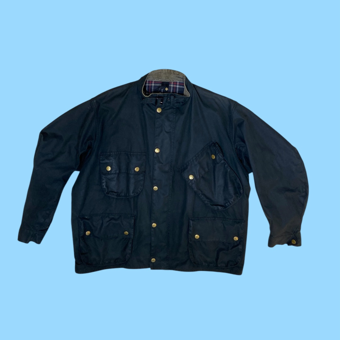 Vintage Barbour black wax coat - 2XL