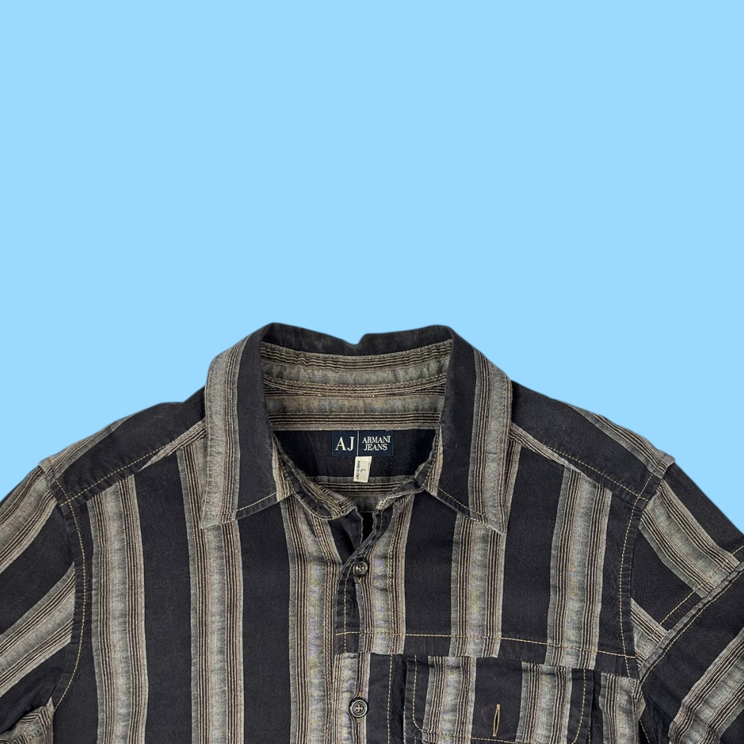 Vintage Armani Jeans striped hemp shirt - L