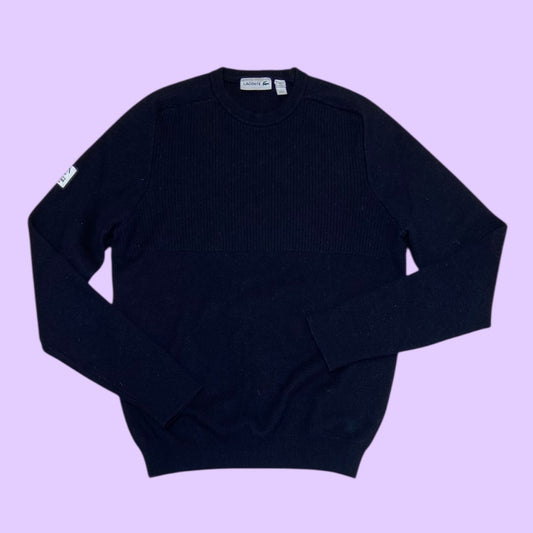 Vintage Lacoste Sports d'Hiver navy wool jumper - M