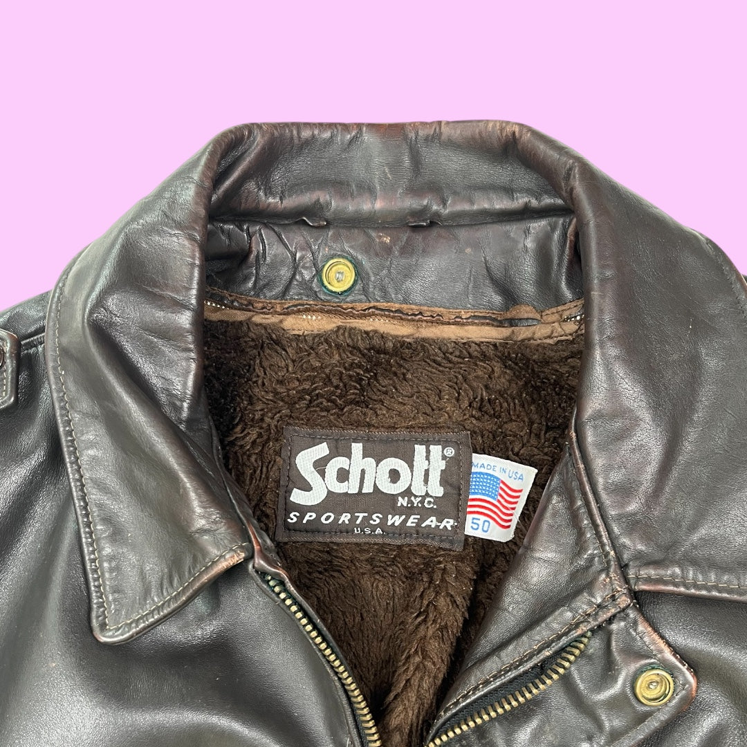 Vintage Schott A2 leather flight jacket - 2XL