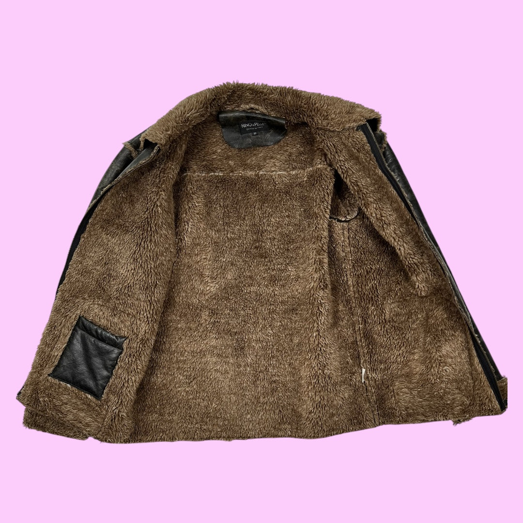 Vintage faux fur leather jacket - M