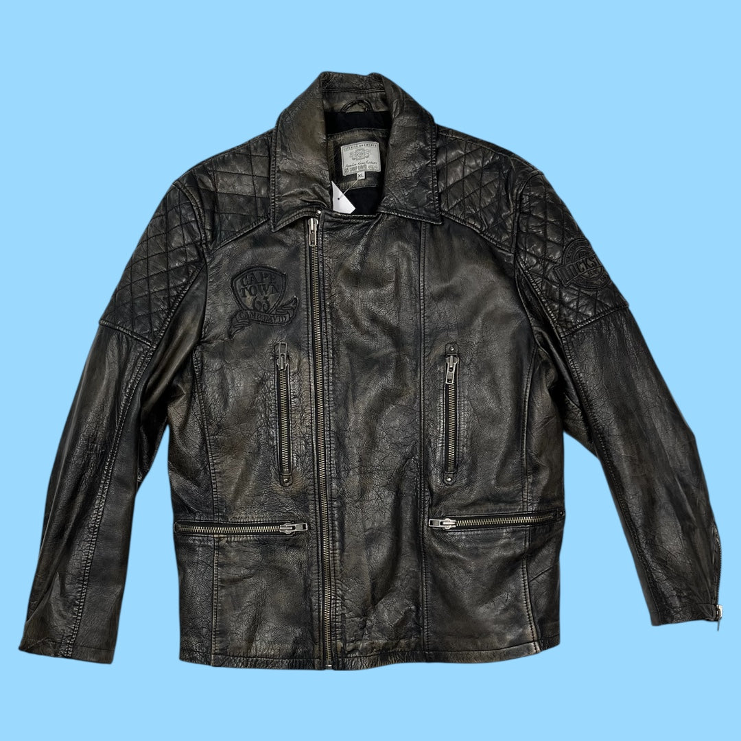 Vintage Camp David leather biker jacket - XL