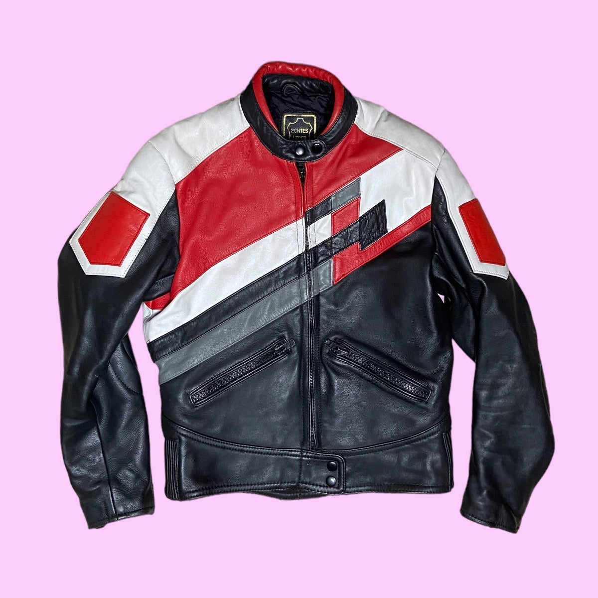 Vintage biker leather jacket - S